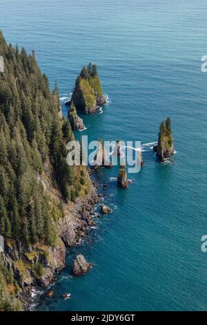 Alaska Resurrection Bay Aerial Coastline Cliffs Foto Stock