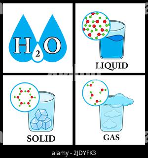 Fondamenti stati della materia con molecole infografiche vettoriali Illustrazione Vettoriale