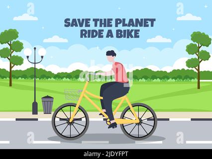 Lets Play Bicycle Social Media Template Flat Cartoon background Vector Illustration Illustrazione Vettoriale