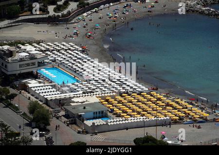 Sori liguria spiaggia estate stagione aerea vista panorama paesaggio Foto Stock