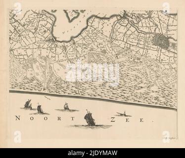 Mappa di Kennemerland e West-Friesland (sedicesima parte), 't Hoogh-heemraetschap vande Uytwaterende Sluysen in Kennemerlandt en West-Frieslandt (titolo sull'oggetto), sedicesima parte di una mappa di Kennemerland e West-Friesland. Numerato in basso a destra: 16., stampatore: Coenraet Decker, stampatore: Abraham Jansz. Deur, (menzionato sull'oggetto), Jan Jansz. Dou (i), Amsterdam, 1680 - 1811, carta, incisione, altezza 442 mm x larghezza 576 mm Foto Stock