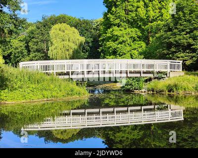 Ponte bianco, Kurpark, Città di Hamm, Renania settentrionale-Vestfalia, Germania Foto Stock