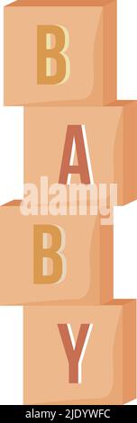 Blocchi di legno per oggetti vettoriali semi-piatti a colori per bambini Illustrazione Vettoriale