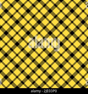 Vettore panno giallo nero di gingham. Modello tovaglia a scacchi. Texture vettoriale tradizionale senza cuciture a plaid. Schema a plaid Gingham. Illustrazione Vettoriale