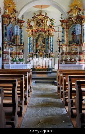 Chiesa di Sant'Agatha in Agathazell, Allgaeu, Baviera, Germania Foto Stock