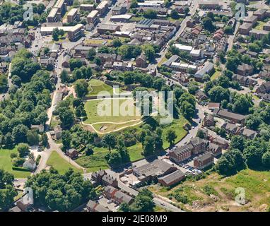 Vista aerea del castello di Pontefract, West Yorkshire, Inghilterra settentrionale, Regno Unito Foto Stock