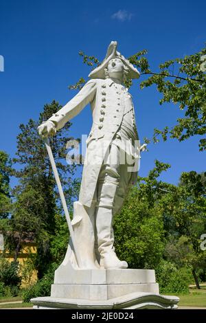 Statua di Federico II nel Giardino Marly, Parco del Palazzo Sanssouci, Potsdam, Brandeburgo, Germania Foto Stock