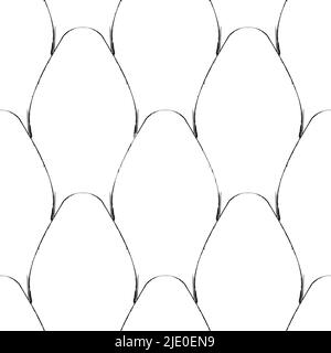 Scala oblunga scalpello vettore senza cuciture pattern background.Monocromo grunge pennello textured line art ovale forme sovrapponibili sfondo. Geometrico semplice Illustrazione Vettoriale