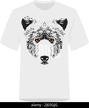 Silhouette in orso, design artistico. Illustrazione della tigre bianca, disegno della t-shirt. Wall art, grafica, vettoriale Illustrazione Vettoriale