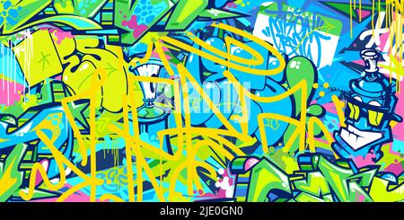 Hiphop Abstract Urban Street Art Graffiti stile Vector Illustration modello di sfondo Illustrazione Vettoriale