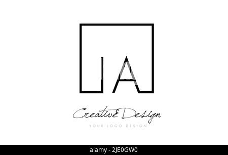IA Square incorniciato lettera Logo Design vettore con i colori nero e bianco. Illustrazione Vettoriale