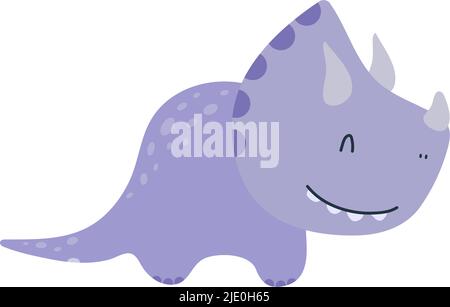 Triceratops Clipart in stile cartotone bella clip Art Dinosaur. Illustrazione vettoriale di un Triceratop per stampe di vestiti, adesivi, tessuti Illustrazione Vettoriale