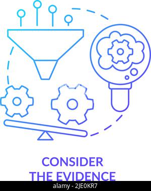 Considerare l'icona del concetto di gradiente blu di prova Illustrazione Vettoriale