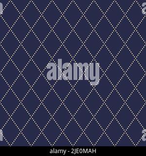 Vettore geometrico blu scuro e griglia punteggiata gialla. Pattern astratto senza giunture. Sfondo moderno con linee Illustrazione Vettoriale