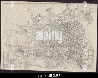 BELGIO. Gand. Gent. Città di Gand. Pianta 1882 vecchia mappa antica Foto Stock