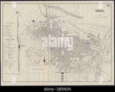 ITALIA. Torino. Torino. Pianta della città 1882 cartografia antica antica d'epoca Foto Stock