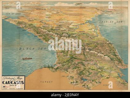 Mappa pittorica del Caucaso. Russia Georgia Azerbaigian Armenia INTOURIST c1932 Foto Stock