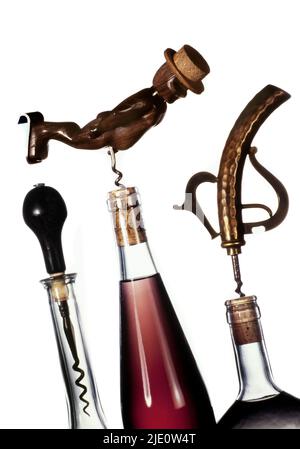 Vita morta, cavatappi antichi. Foto Stock