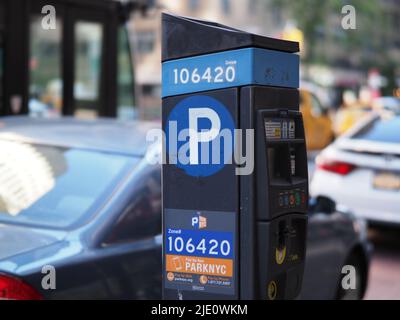 Immagine di un parchimetro a Manhattan. Foto Stock