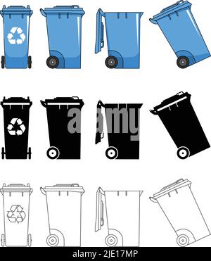 Illustrazione dettagliata di dumpster isolati su sfondo bianco in stile piatto. Illustrazione Vettoriale