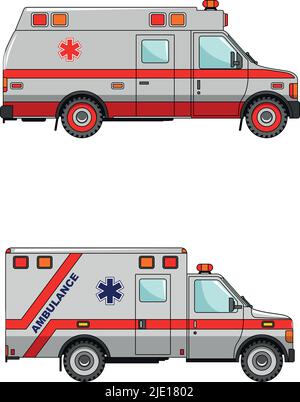 Due varianti dell'ambulanza in stile piatto Illustrazione Vettoriale