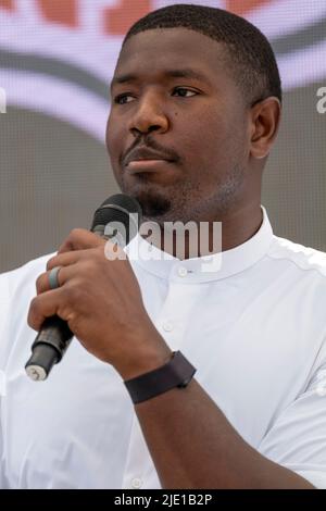 Cannes, Francia, 24 giugno 2022, Kelvin Beachum (NFL Athlete) ha partecipato Bold e Undeterred - la NFL sta trasformando il suo marchio al Festival Lions di Cannes - Festival Internazionale della creatività © ifnm press / Alamy Live Foto Stock