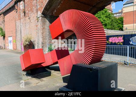 La generazione delle possibilità, una scultura di Paul Frank Lewthwaite. UMIST, Manchester, Inghilterra, Regno Unito Foto Stock