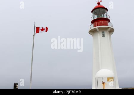 Nuovo faro della Penisola di Ferolle, e la comunità Terranova Canada Foto Stock