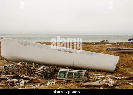 Nuovo faro della Penisola di Ferolle, e la comunità Terranova Canada Foto Stock