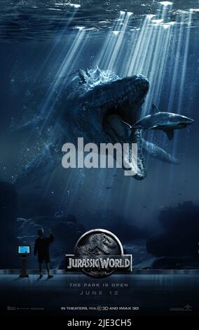 POSTER DEL FILM MOSASAURUS, JURASSIC WORLD, 2015 Foto Stock