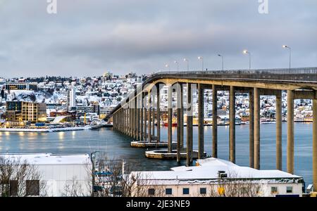 Ponte Tromso in Norvegia in inverno Foto Stock