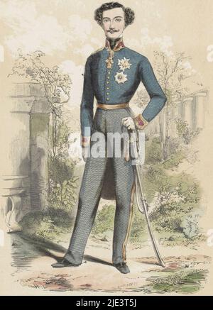 Ritratto di Carlo III, Duca di Parma, tipografo: J.L. Lacoste, (menzionato in oggetto), Huart, (menzionato in oggetto), Paesi Bassi, 1852 - 1869, carta, h 281 mm - l 187 mm Foto Stock