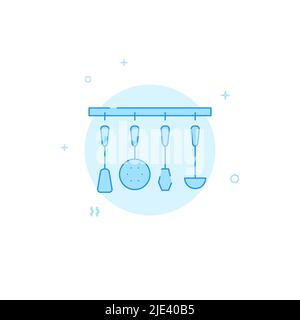 Icona vettoriale elettrodomestici da cucina. Illustrazione piatta. Stile linea riempita. Design monocromatico blu. Tratto modificabile. Regolare lo spessore della linea. Illustrazione Vettoriale