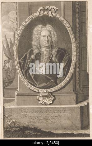 Ritratto di Johann Meyer, Johann Martin Bernigeroth, 1743 - 1767, tipografo: Johann Martin Bernigeroth, tipografo: Johann Georg Beck, (rifiuto di attribuzione), Lipsia, 1743 - 1767, carta, incisione, incisione, h 256 mm x l 164 mm Foto Stock