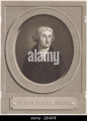 Ritratto di Johann Gottlob Regis, Johann Christiaan Böhme, dopo Gotthelf Leberecht Glaeser, 1808, tipografo: Johann Christiaan Böhme, (menzionato sull'oggetto), redattrice intermediario: Gotthelf Leberecht Glaeser, (menzionato sull'oggetto), Lipsia, 1808, carta, incisione, a 350 mm x l 274 mm Foto Stock