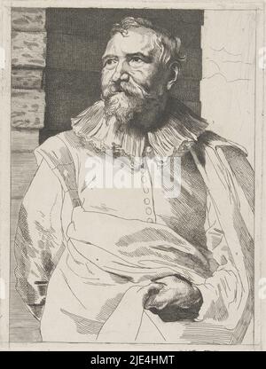 Ritratto di Adam van Noort, J. Kuyper (printmaker), dopo Anthony van Dyck, 1861, stampatore: Jacob Kuyper, (menzionato sull'oggetto), Anthony van Dyck, 1861, carta, incisione, h 215 mm x l 160 mm Foto Stock