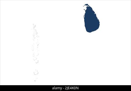 Illustrazione della mappa vettoriale di Srilanka e Maldive su sfondo bianco Foto Stock