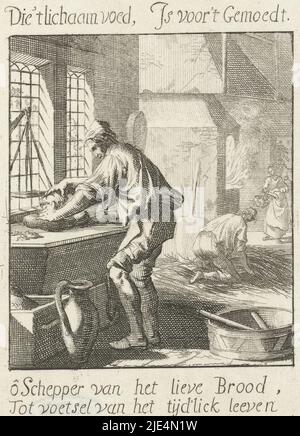 Bakker De Backer, The Menselyk Bedryf (titolo della serie), tipografo: Jan Luyken, Jan Luyken, Jan Luyken, Amsterdam, 1694, carta, incisione, h 83 mm x l 140 mm Foto Stock