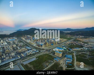 Vista panoramica aerea di Zhejiang ningbo verso il basso Foto Stock