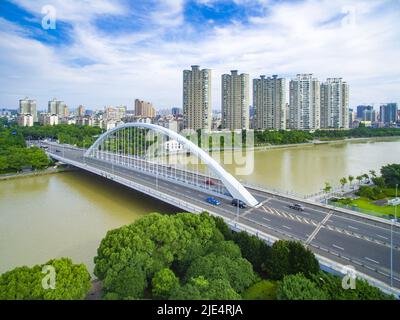 Vista panoramica aerea di Zhejiang ningbo verso il basso Foto Stock