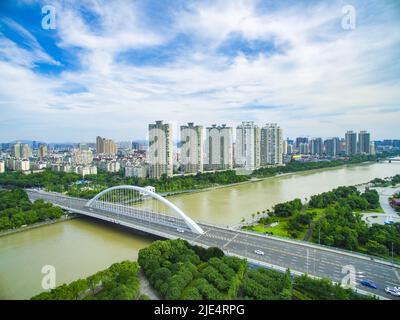 Vista panoramica aerea di Zhejiang ningbo verso il basso Foto Stock