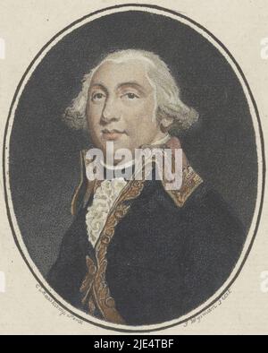 Ritratto di Jan Willem de Winter, ammiraglio e capitano della flotta olandese, Ritratto di Jan Willem de Winter, tipografo: Jacobus Wijsman, (menzionato sull'oggetto), dopo: Evert Maaskamp, (menzionato sull'oggetto), Amsterdam, 1795 - 1812, carta, incisione, h 222 mm - l 144 mm Foto Stock