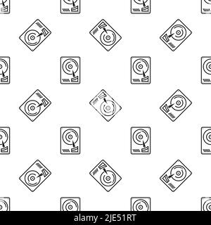 Immagine grafica vettoriale dell'icona HDD Seamless Pattern, dell'icona del disco rigido, del disco di archiviazione dei dati del computer Illustrazione Vettoriale