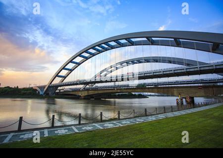 Zhejiang ningbo yinzhou Garden bridge fenghua River bridge Foto Stock