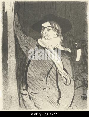 Aristide Bruant ha sempre suonato a Les Ambassadeurs nel costume in cui è stato immortalato da Toulouse-Lautrec: Un grande cappello, cardigan velluto, un foulard rosso e stivali, Ritratto della cantante e cabaret artista Aristide Bruant le cafe concerto (titolo della serie), tipografo: Henri de Toulouse-Lautrec, (firmato dall'artista), editore: André Marty, stampante: Edward Ancourt, 1893, carta, h 268 mm x l 215 mm, h 434 mm x l 323 mm Foto Stock