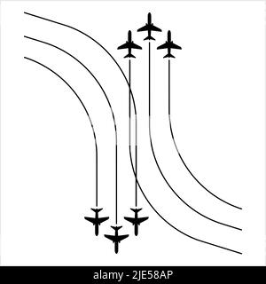 Formazione di volo di aeroplano, esposizione di aria, l'illustrazione di arte di vettore di volo disciplinata Illustrazione Vettoriale