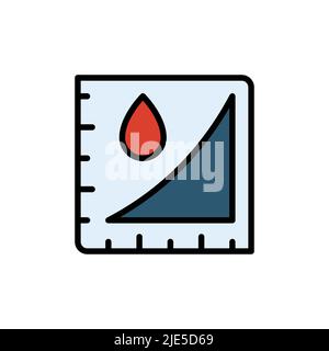 Livello di zucchero nel sangue pieno colore icona. Colore pieno stile segno per concetto mobile e web design. Icona del vettore a colori riempito per il grafico del sangue del diabete. Simbolo, Illustrazione Vettoriale