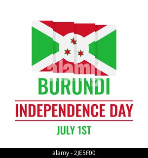 Poster tipografico del Burundi Independence Day. Festa nazionale celebrata il 1 luglio. Modello vettoriale per striscioni, biglietti d'auguri, volantini, ecc. Illustrazione Vettoriale