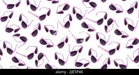 Occhiali da sole colorati realistici. Motivo senza cuciture con occhiali luminosi isolati sul bianco. Perfetto per concetti di design ottico, tessuti, sfondi, web pa Illustrazione Vettoriale