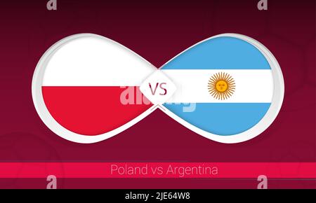 Polonia vs Argentina in Football Competition, Gruppo A. contro icona sullo sfondo del calcio. Illustrazione vettoriale. Illustrazione Vettoriale